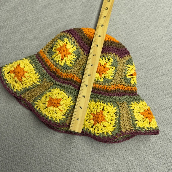 Peter Grimm Straw Bucket Hat Sun Flower Granny OS Beach Crochet Boho Hippie - Picture 6 of 7